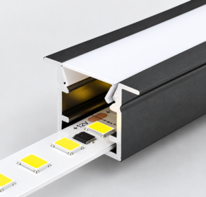 Perfil de alumínio de embutir com fita LED 24 V — 10 W/m — 3 m
